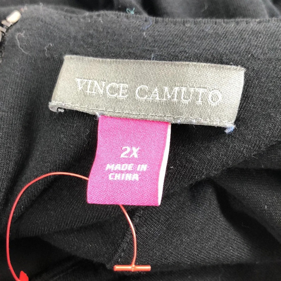 2/$30 Vince Camuto Dress 2X Black Maxi Chiffon Overlay Keyhole Front Long - Picture 3 of 16